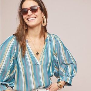 NWOT Anthropologie Maeve Byron Striped Blouse, Size XXS